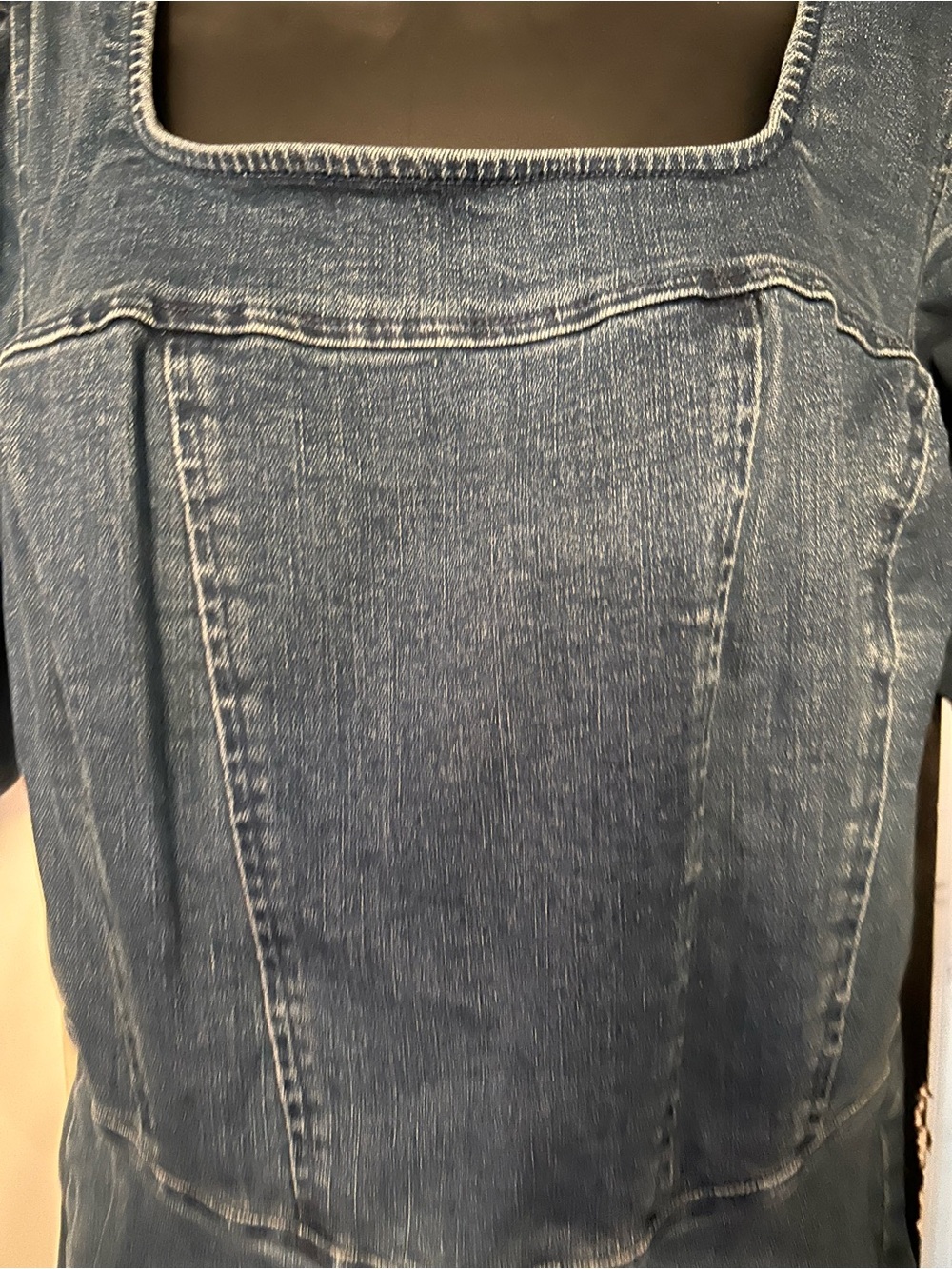 Betsey Johnson Denim Square-Neck Puff Sleeve Dress - Blue - Picture 4 of 9